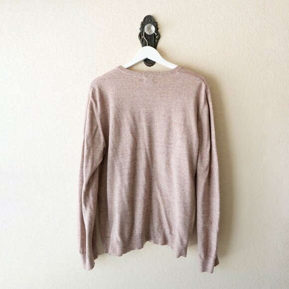 Old Navy Mens Medium V Neck Cotton Sweater Tan Neutral Casual Pullover - Picture 7 of 9